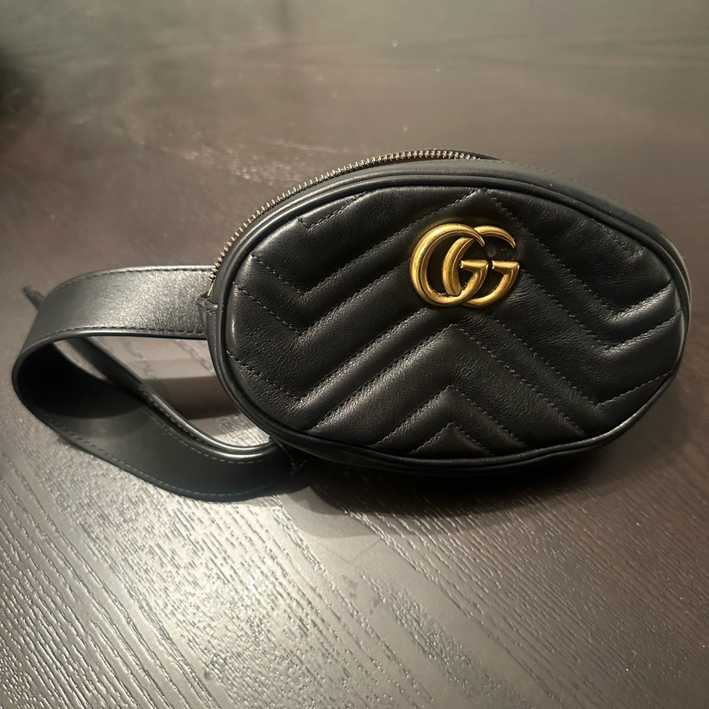 Gucci Black Leather Belt Bag Waist size 85 cm *Authentic*